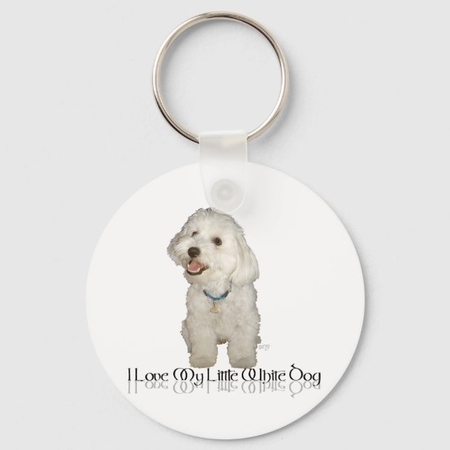 Llavero Amo a mi pequeño perro blanco - Havanés (Anverso)