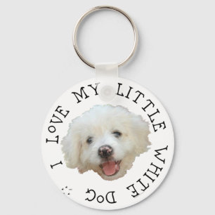 Llavero Amo a mi pequeño perro blanco rescatado