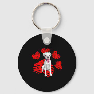 Llavero Amo a mi perro boxer blanco Pata Corazón Día de Sa