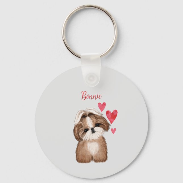 Llavero Amo a mi perro shih tzu personalizado (Anverso)