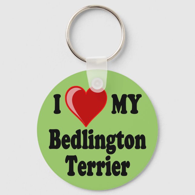 Llavero Amo A Mi Perro Terrier De Bedlington (Anverso)