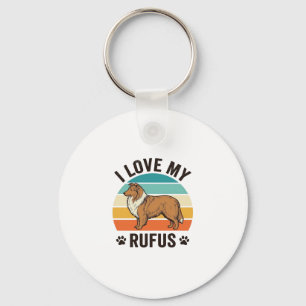 Llavero Amo a mi Rufus Diseño de Perro Vintage_1