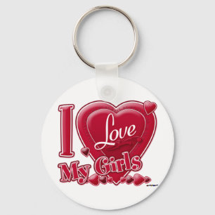 Llavero Amo a mis Chicas rojos - corazón