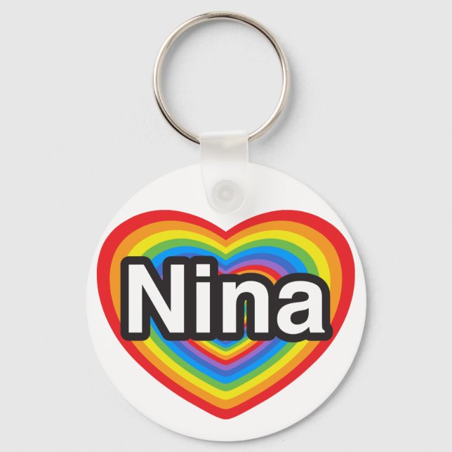 Llavero Amo a Nina. Te amo, Nina. Corazón (Anverso)