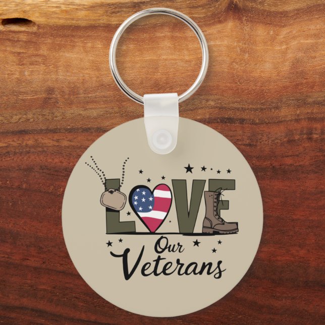 Llavero Amo a nuestros veteranos Día del Orgulloso Veteran (Anverso)