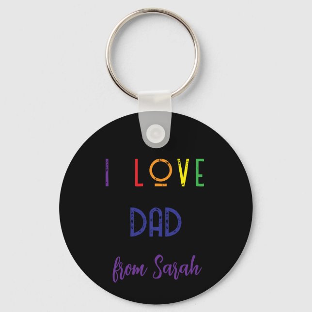 Llavero Amo a papá foto Key Ring (Anverso)