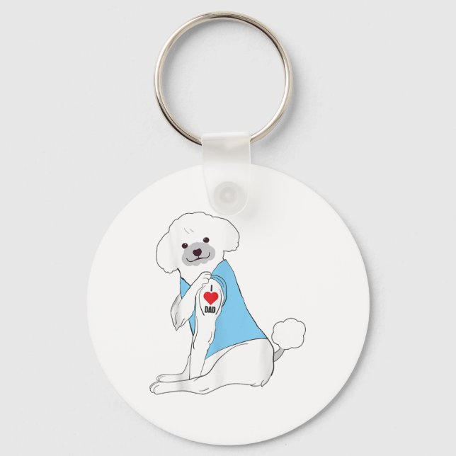 Llavero Amo a papá - Tatuaje de corazón de perro Caniche _ (Anverso)
