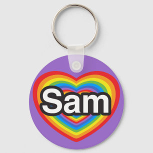 Llavero Amo a Sam. Te amo Sam. Corazón