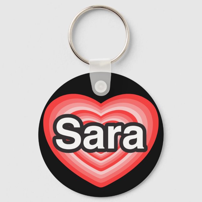 Llavero Amo a Sara. Te amo, Sara. Corazón (Anverso)