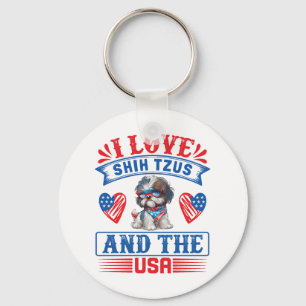 Llavero Amo a Shih Tzus y a los Estados Unidos