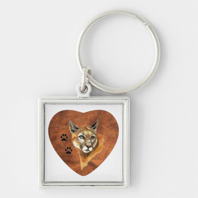 Llavero Amo, Corazón, Animal Cougar, Naturaleza, Vida Silv (Frente)