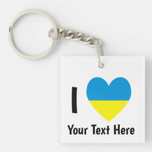 Llavero Amo (Corazón Bandera de Ucrania) Texto Personaliza