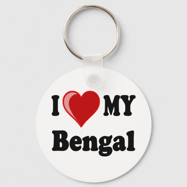 Llavero Amo (corazón) mi gato bengalí (Anverso)