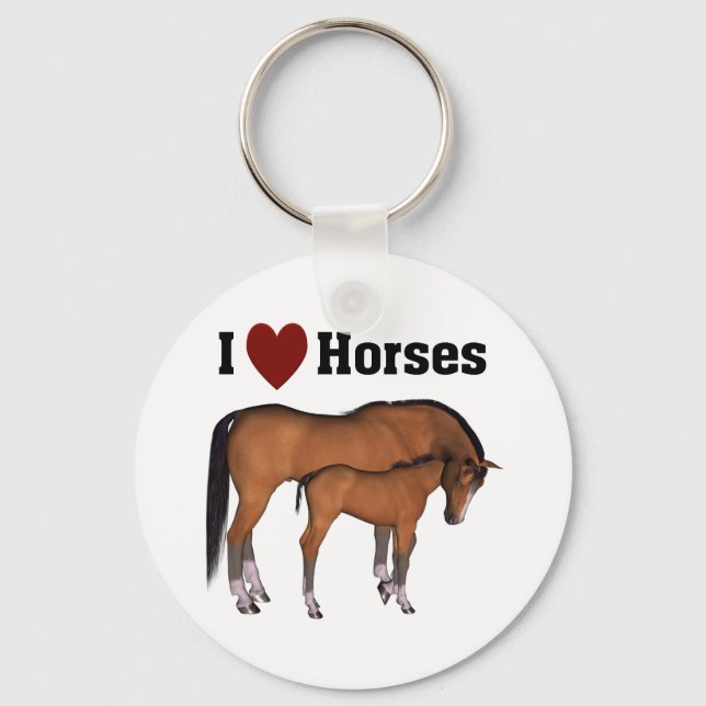 Llavero Amo el anillo de claves de caballos (Anverso)