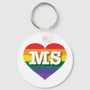Llavero Amo el corazón arcoiris de Misisipi