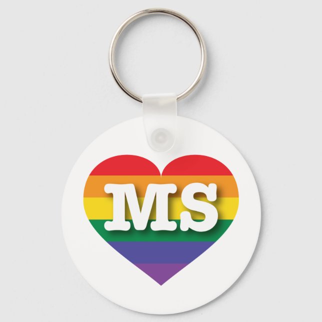 Llavero Amo el corazón arcoiris de Misisipi (Anverso)