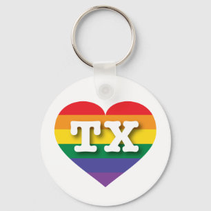 Llavero Amo el corazón arcoiris de Texas