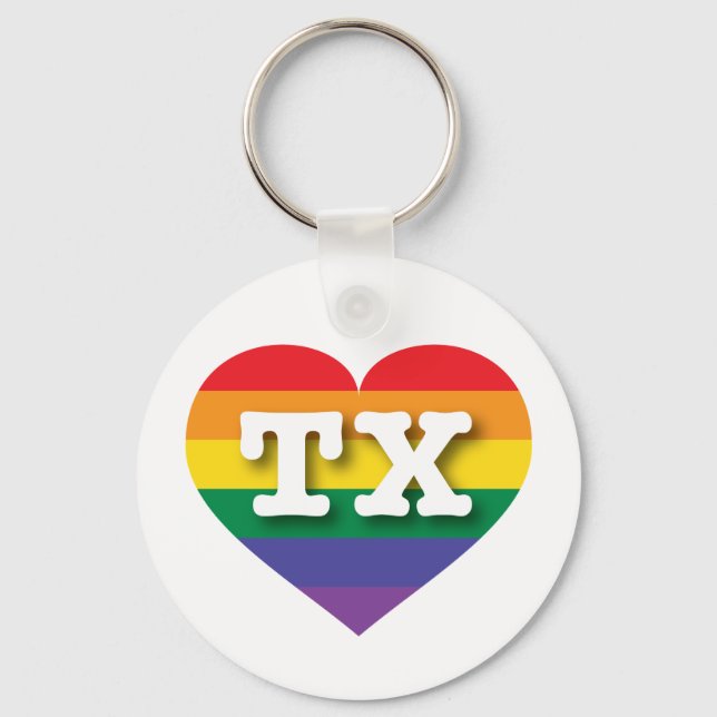 Llavero Amo el corazón arcoiris de Texas (Anverso)