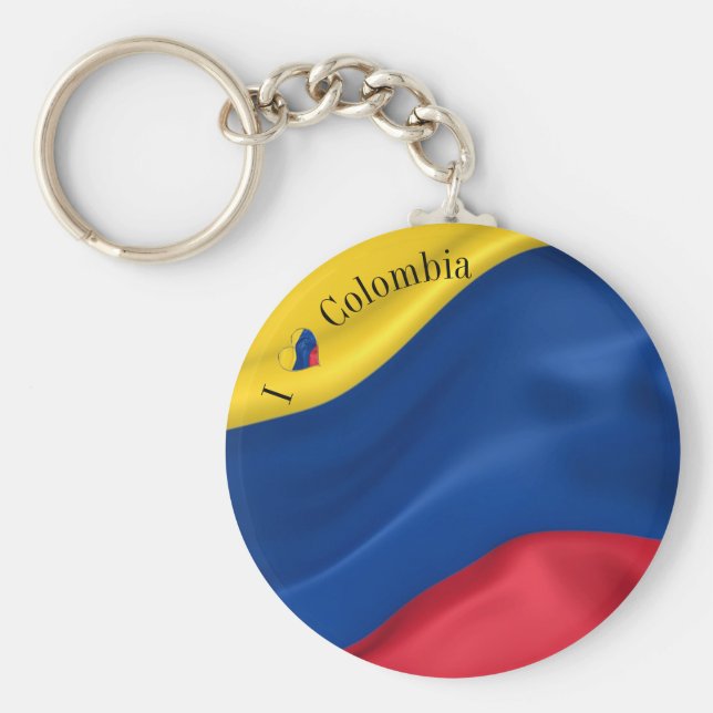 Llavero Amo el Keychain de la Bandera de Colombia (Frente)