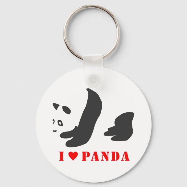 Llavero Amo el Panda (negro) (Anverso)