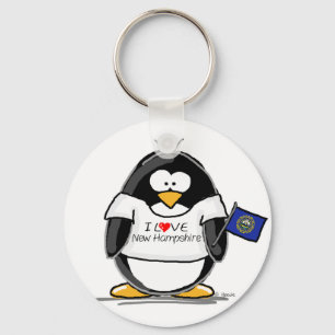 Llavero Amo el pingüino de New Hampshire