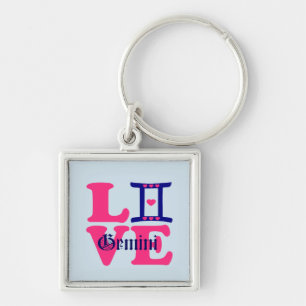 Llavero ♊ 😍 Amo Gemini-Best Zodiac Rótulo Premium