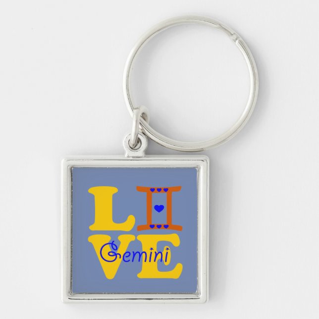 Llavero ♊ 😍 Amo Gemini-Best Zodiac Rótulo Premium (Frente)