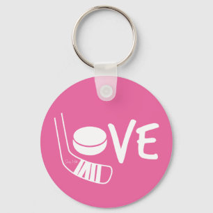 Llavero Amo Hockey Damas Chicas Hockey Palo de palo rosa