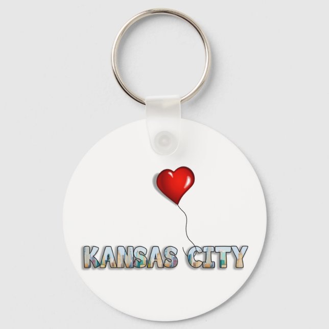 Llavero Amo Kansas City con KC Skyline Inside Letters (Anverso)
