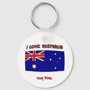 Llavero Amo la bandera de Australia Tu nombre