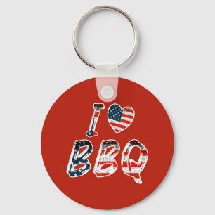 Llavero Amo la barbacoa, patriota americano