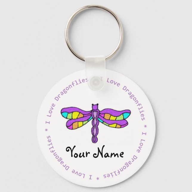 Llavero Amo la cadena de Personalizable Dragonflies (Anverso)