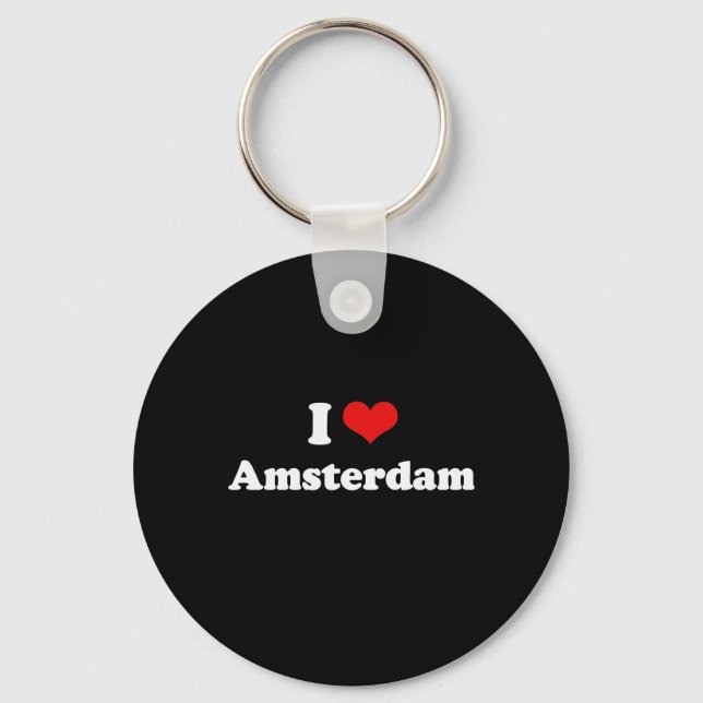 Llavero Amo la camiseta blanca de Amsterdam (Anverso)