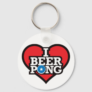 Llavero Amo la cerveza Pong - rojo