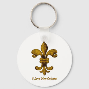 Llavero Amo la flor de lis del oro de New Orleans