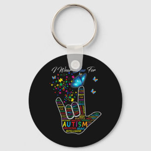 Llavero Amo La Mano Del Lenguaje Rótulo Que Uso Azul Para