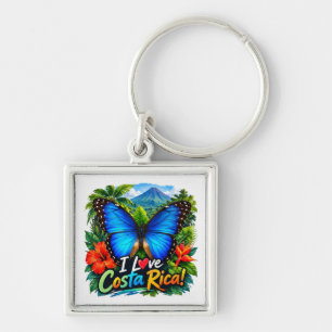 Llavero Amo la Mariposa Blue Morpho de Costa Rica