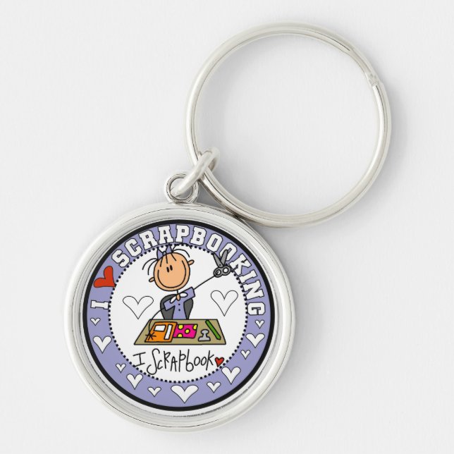 Llavero Amo las camisetas y los regalos de Scrapbooking (Frente)