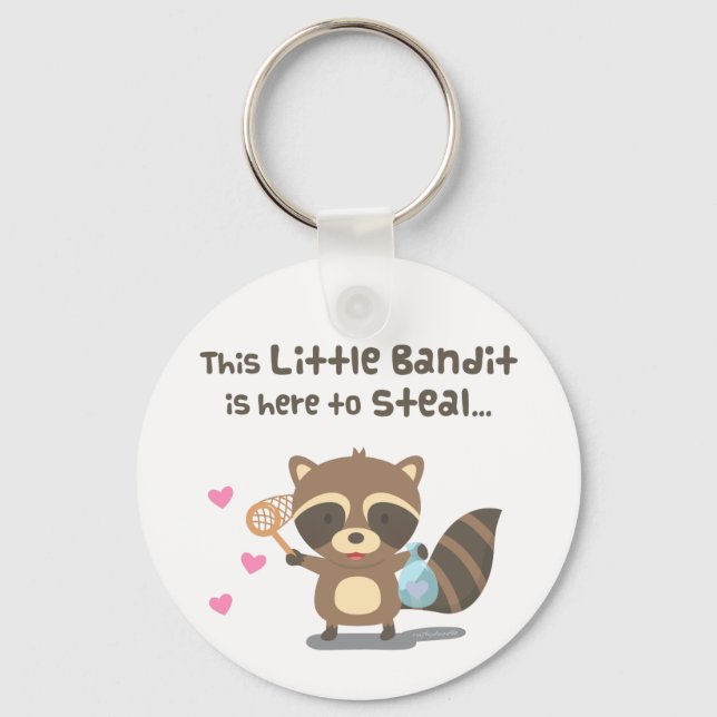 Llavero Amo lindo Pequeño Masked Bandit Raccoon Keychain (Anverso)