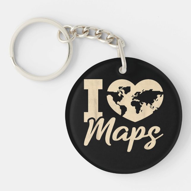 Llavero Amo los mapas, Geografía (Frente)