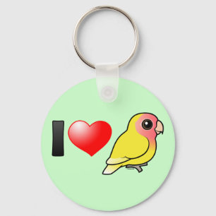 Llavero Amo Lovebirds Melocotón-hechos frente Lutino