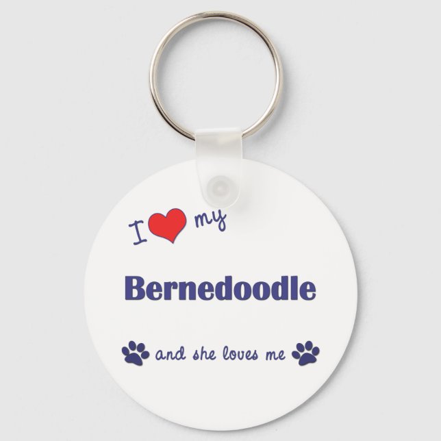 Llavero Amo Mi Bernedoodle (Perro femenino) (Anverso)