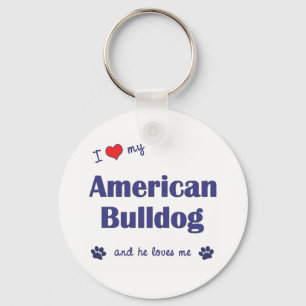 Llavero Amo mi bulldog americano (el perro masculino)