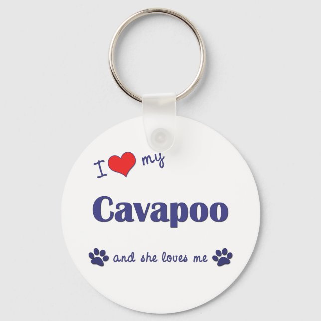 Llavero Amo Mi Cavapoo (Perro femenino) (Anverso)