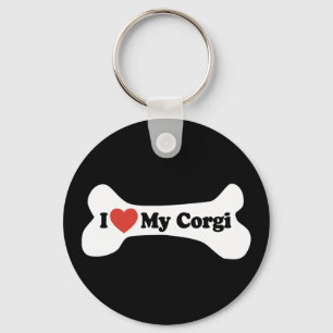 Llavero Amo mi Corgi - hueso de perro