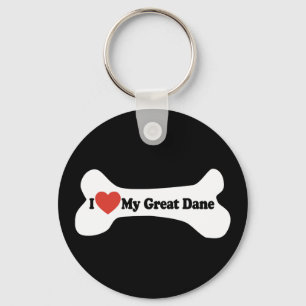 Llavero Amo mi great dane - hueso de perro