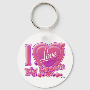Llavero Amo mi Groom rosa/púrpura - corazón