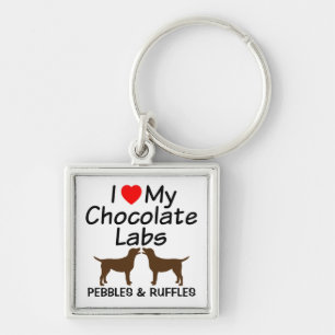 Llavero Amo Mi Keychain De Dos Perros De Laboratorio De Ch