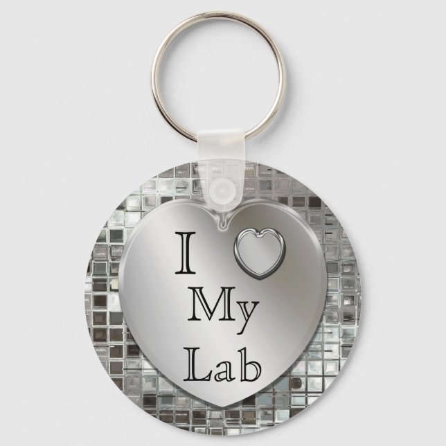 Llavero Amo Mi Keychain del corazón del laboratorio (Anverso)