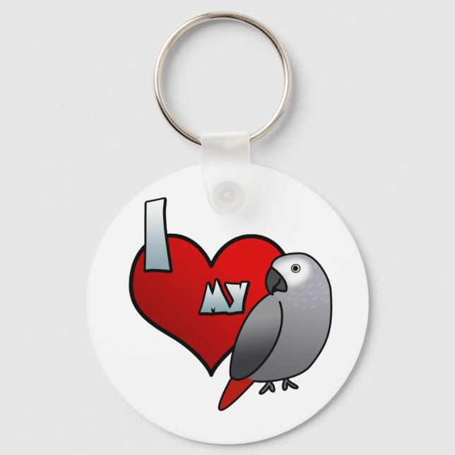 Llavero Amo mi Keychain gris africano en el Congo (Anverso)